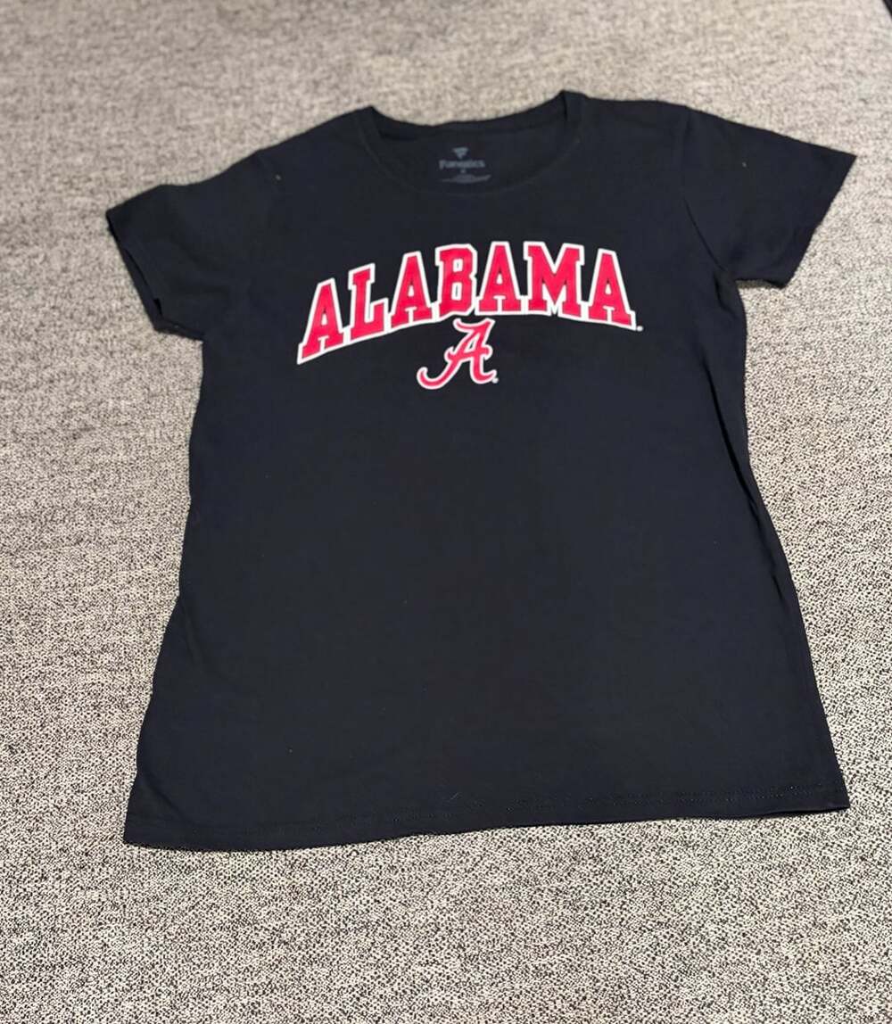071-Fanatics Alabama Crimson Tide T-Shirt Size M Black Script Logo